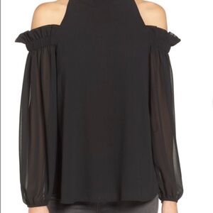 Trouve Black Cold-Shoulder Blouse